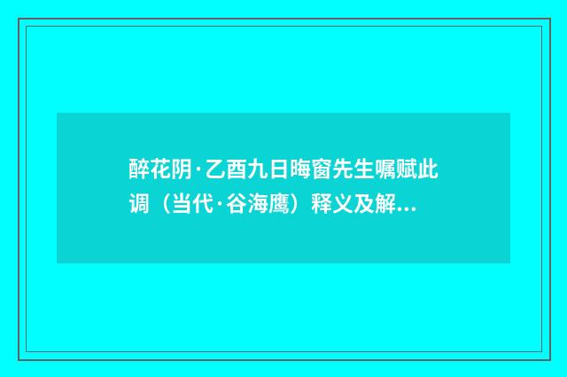 醉花阴·乙酉九日晦窗先生嘱赋此调（当代·谷海鹰）释义及解释