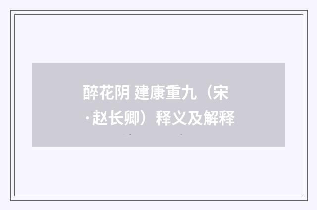 醉花阴 建康重九（宋·赵长卿）释义及解释