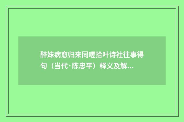 醉妹病愈归来同嗟拾叶诗社往事得句（当代·陈忠平）释义及解释