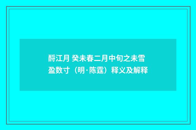 酹江月 癸未春二月中旬之未雪盈数寸（明·陈霆）释义及解释