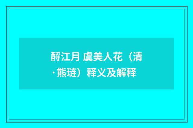 酹江月 虞美人花（清·熊琏）释义及解释