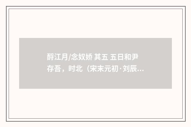 酹江月/念奴娇 其五 五日和尹存吾，时北（宋末元初·刘辰翁）释义及解释