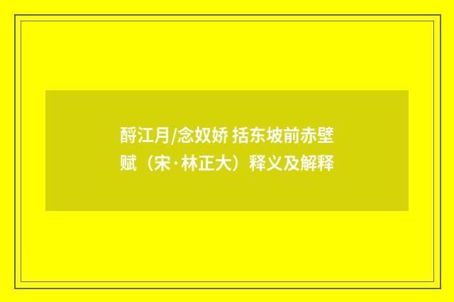 酹江月/念奴娇 括东坡前赤壁赋（宋·林正大）释义及解释