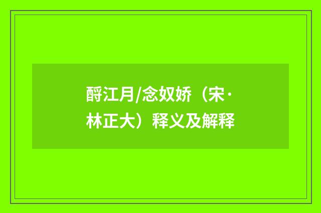 酹江月/念奴娇（宋·林正大）释义及解释
