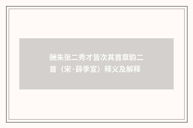 酬朱张二秀才皆次其首章韵二首（宋·薛季宣）释义及解释
