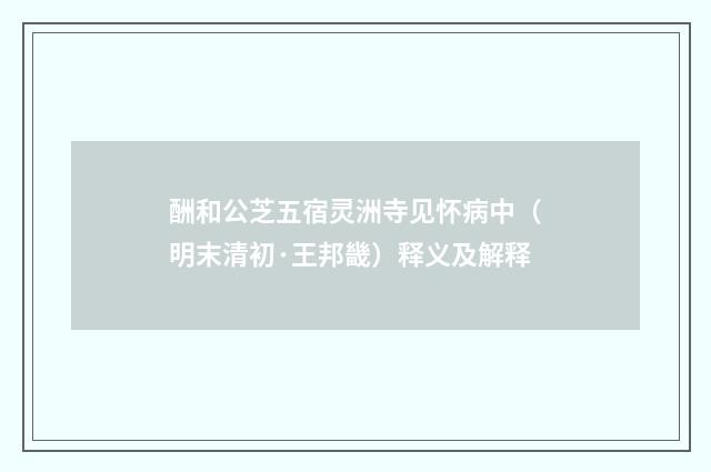 酬和公芝五宿灵洲寺见怀病中（明末清初·王邦畿）释义及解释
