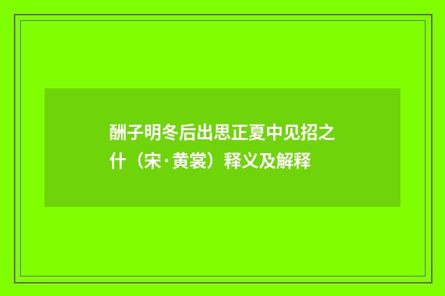 酬子明冬后出思正夏中见招之什（宋·黄裳）释义及解释
