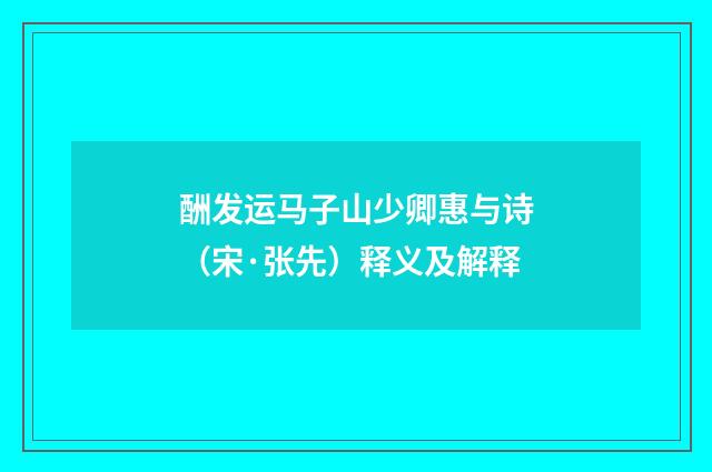 酬发运马子山少卿惠与诗（宋·张先）释义及解释
