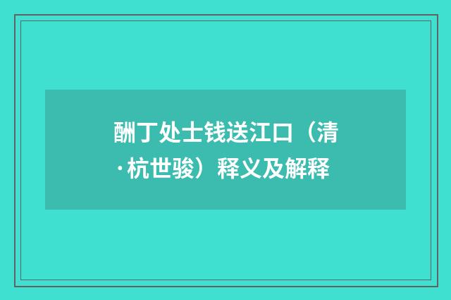 酬丁处士钱送江口（清·杭世骏）释义及解释