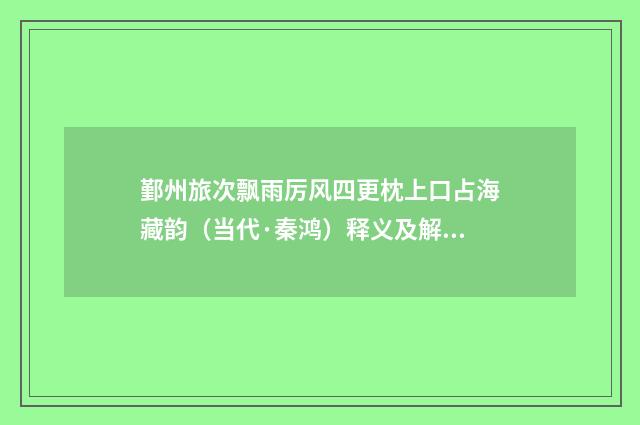 鄞州旅次飘雨厉风四更枕上口占海藏韵（当代·秦鸿）释义及解释