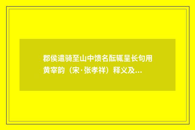 郡侯遣骑至山中馈名酝辄呈长句用黄宰韵（宋·张孝祥）释义及解释