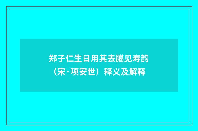 郑子仁生日用其去臈见寿韵（宋·项安世）释义及解释