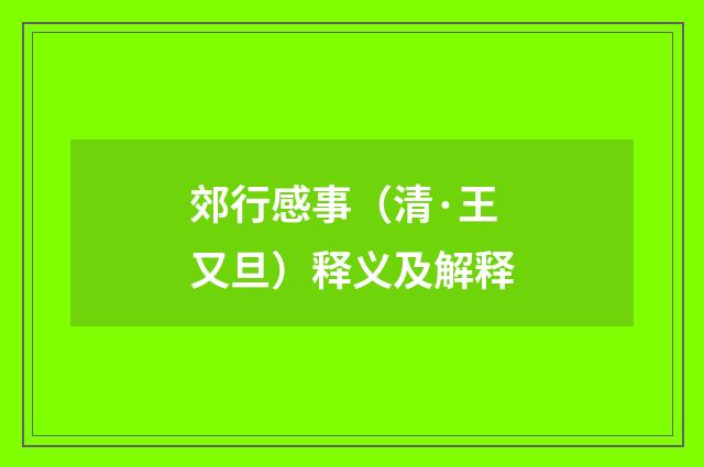 郊行感事（清·王又旦）释义及解释