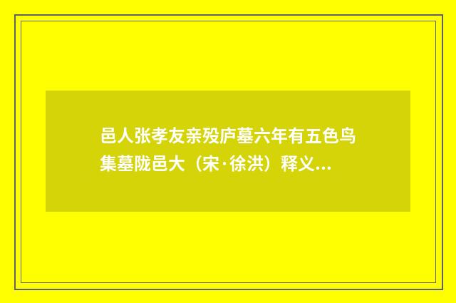 邑人张孝友亲殁庐墓六年有五色鸟集墓陇邑大（宋·徐洪）释义及解释