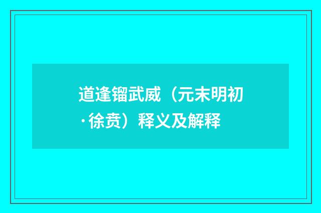 道逢镏武威（元末明初·徐贲）释义及解释