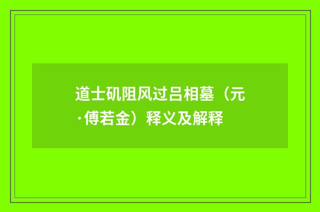 道士矶阻风过吕相墓（元·傅若金）释义及解释