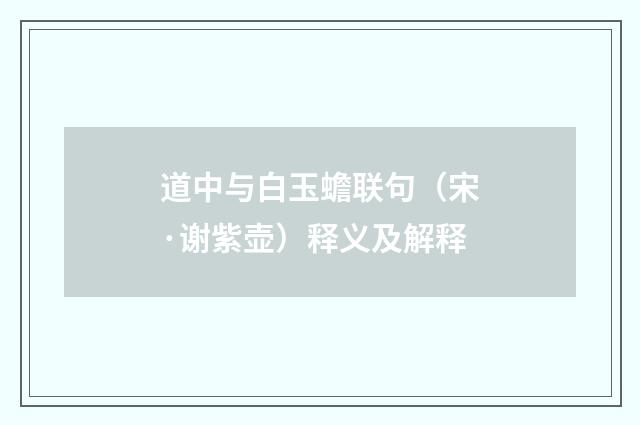 道中与白玉蟾联句（宋·谢紫壶）释义及解释