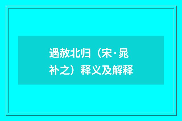 遇赦北归（宋·晁补之）释义及解释