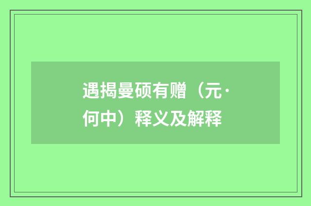 遇揭曼硕有赠（元·何中）释义及解释