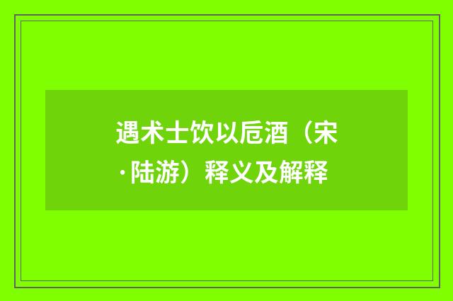 遇术士饮以卮酒（宋·陆游）释义及解释