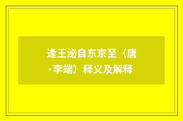 逢王泌自东京至（唐·李端）释义及解释