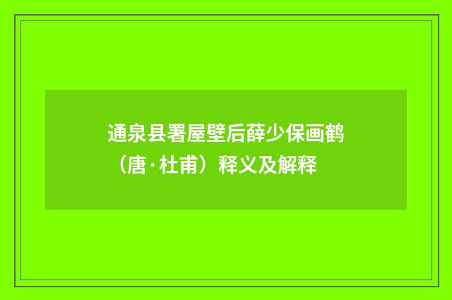通泉县署屋壁后薛少保画鹤（唐·杜甫）释义及解释