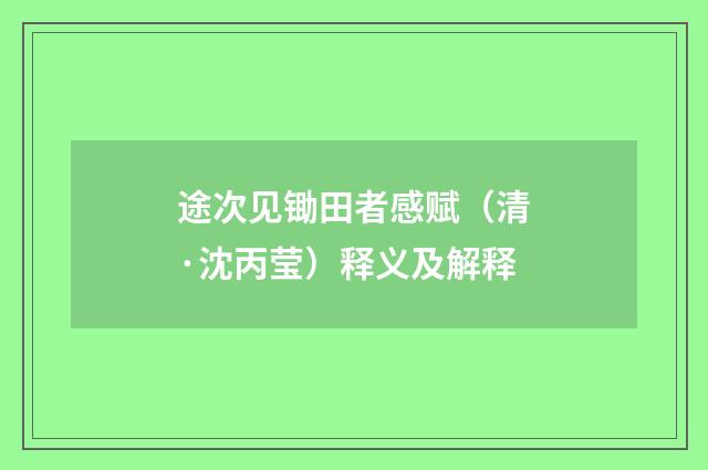 途次见锄田者感赋（清·沈丙莹）释义及解释