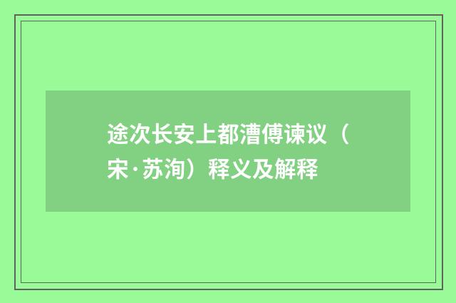 途次长安上都漕傅谏议（宋·苏洵）释义及解释