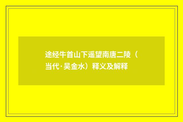途经牛首山下遥望南唐二陵（当代·吴金水）释义及解释