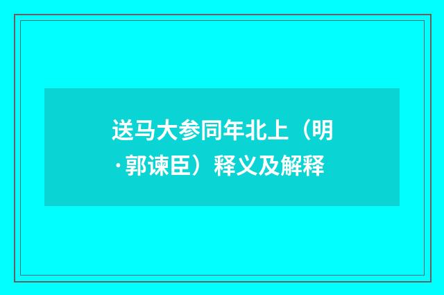 送马大参同年北上（明·郭谏臣）释义及解释
