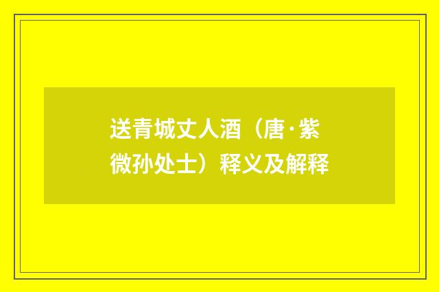 送青城丈人酒（唐·紫微孙处士）释义及解释