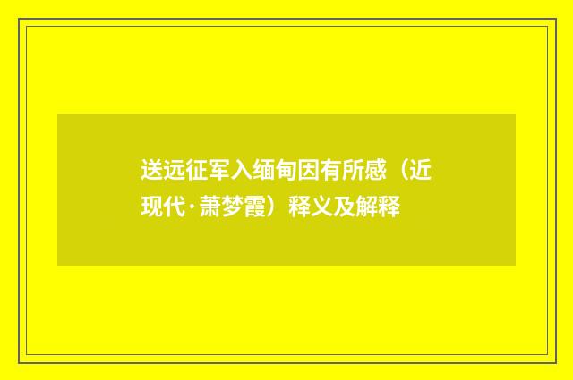 送远征军入缅甸因有所感（近现代·萧梦霞）释义及解释