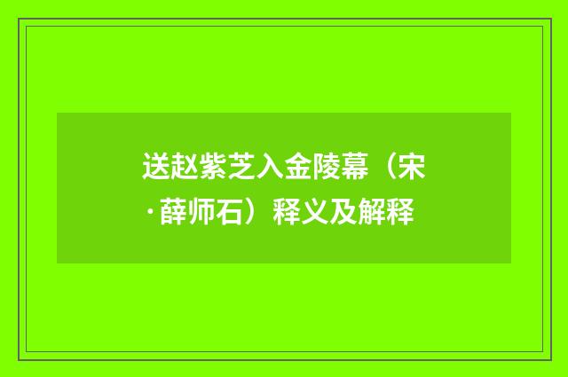送赵紫芝入金陵幕（宋·薛师石）释义及解释