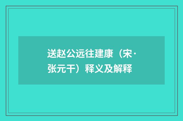 送赵公远往建康（宋·张元干）释义及解释