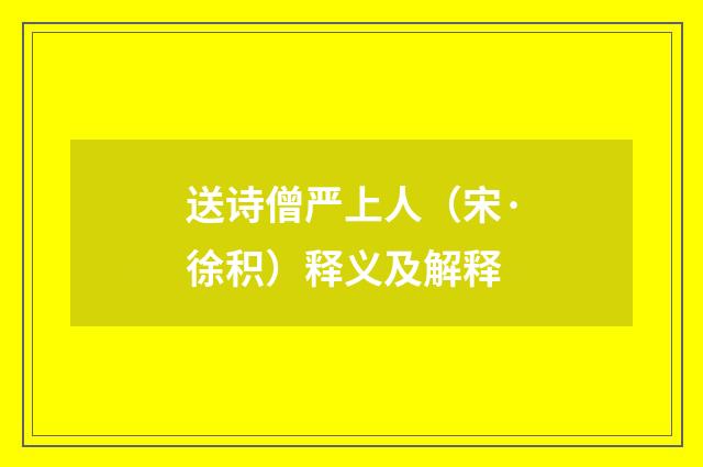 送诗僧严上人（宋·徐积）释义及解释