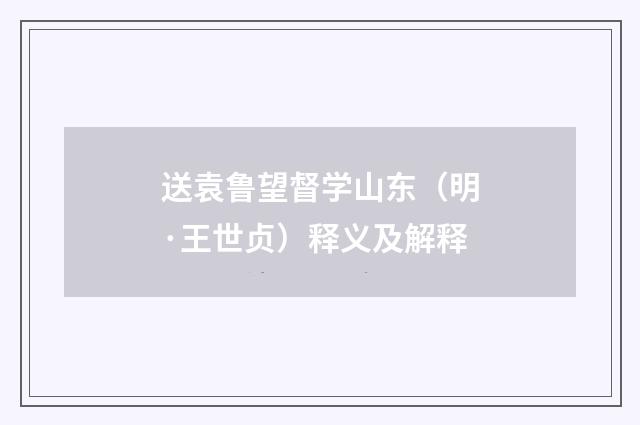 送袁鲁望督学山东（明·王世贞）释义及解释