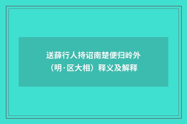 送薛行人持诏南楚便归岭外（明·区大相）释义及解释
