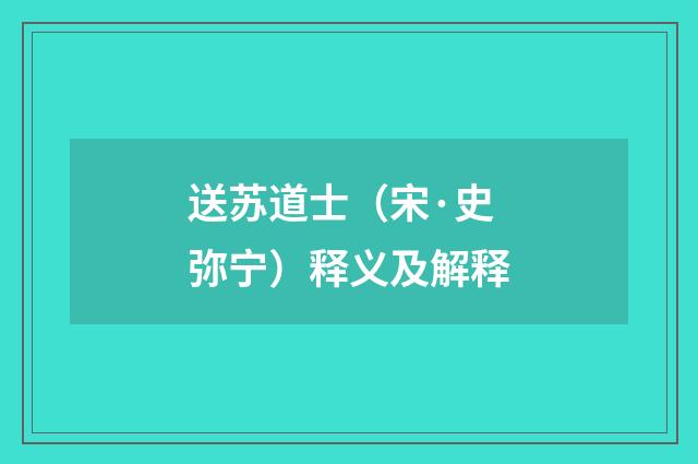 送苏道士（宋·史弥宁）释义及解释