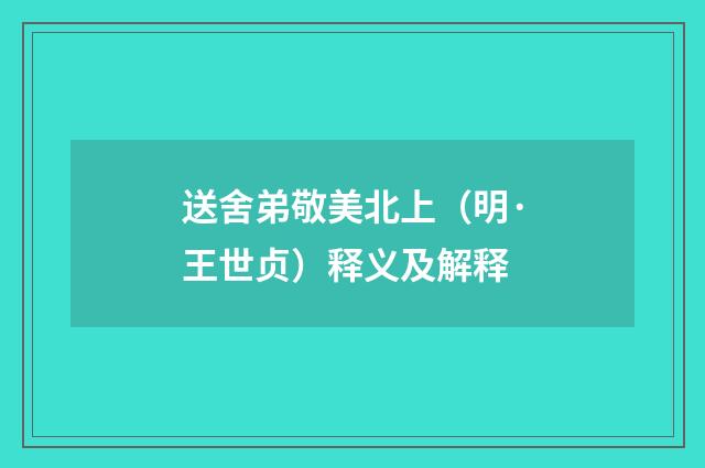 送舍弟敬美北上（明·王世贞）释义及解释