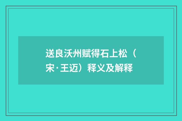 送良沃州赋得石上松（宋·王迈）释义及解释