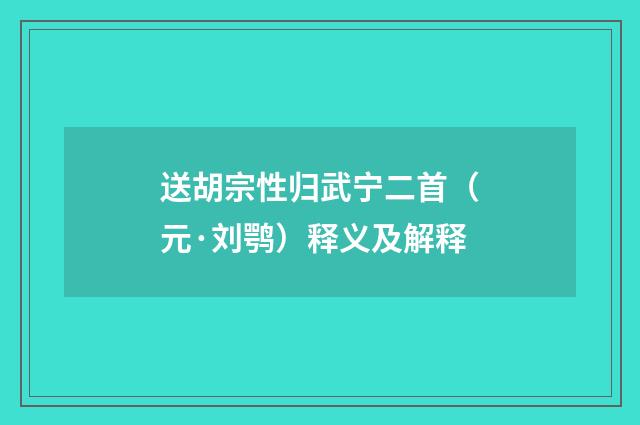送胡宗性归武宁二首（元·刘鹗）释义及解释
