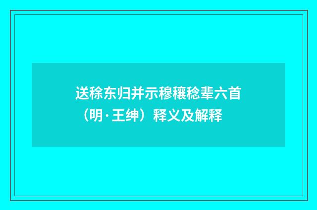 送稌东归并示穆穰稔辈六首（明·王绅）释义及解释