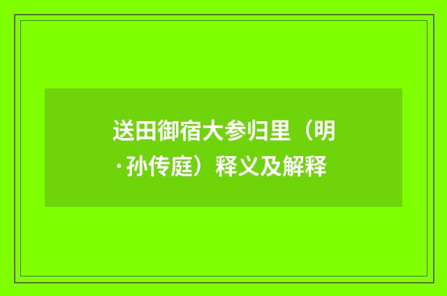 送田御宿大参归里（明·孙传庭）释义及解释