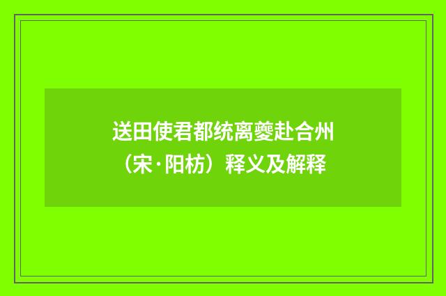 送田使君都统离夔赴合州（宋·阳枋）释义及解释