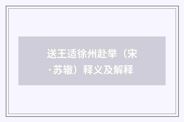 送王适徐州赴举（宋·苏辙）释义及解释