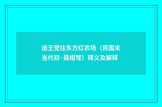 送王觉往东方红农场（民国末当代初·聂绀弩）释义及解释