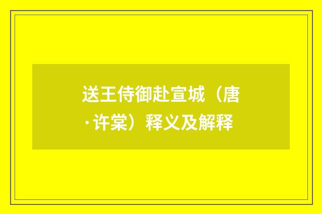 送王侍御赴宣城（唐·许棠）释义及解释