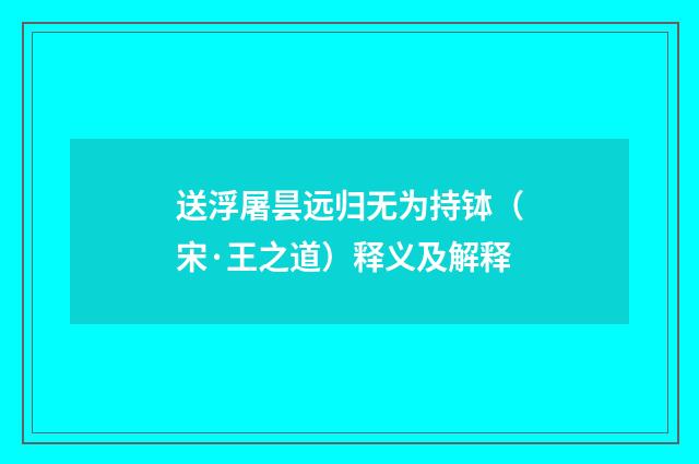 送浮屠昙远归无为持钵（宋·王之道）释义及解释
