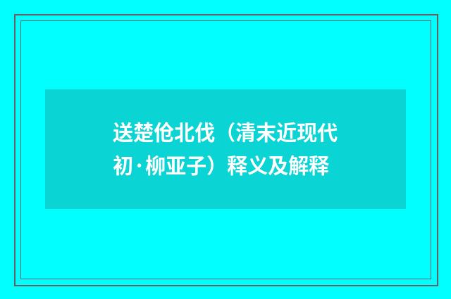 送楚伧北伐（清末近现代初·柳亚子）释义及解释
