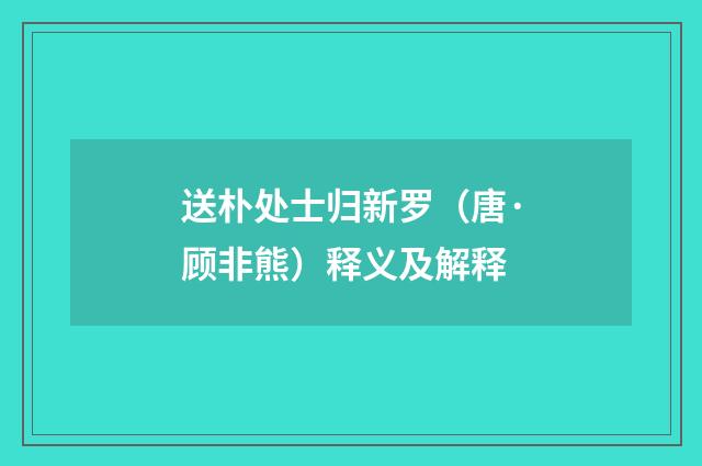 送朴处士归新罗（唐·顾非熊）释义及解释